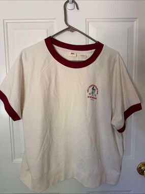 Levi's Cream Short Sleeve Sweatshirt with Red Ringer